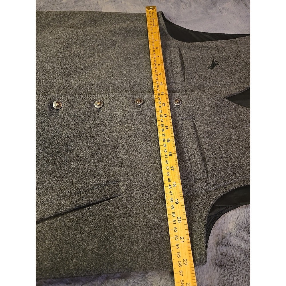 Wyoming Traders Mens L Gray Virgin Wool Western Vest Cowboy Ranch Button Down - Picture 3 of 14